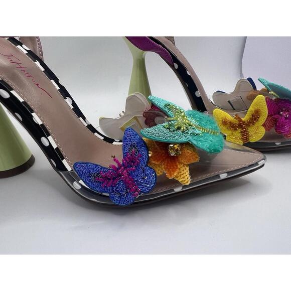 Betsy Johnson Women's Kamilla Butterfly Sequin Vinyl Pumps Size 7  Sassy 4" Heel - Picture 3 of 15